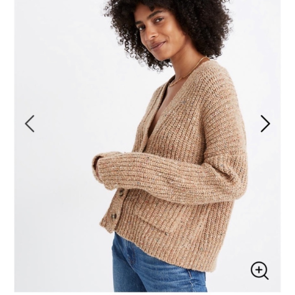 New Madewell speckled rib cardigan sweater M